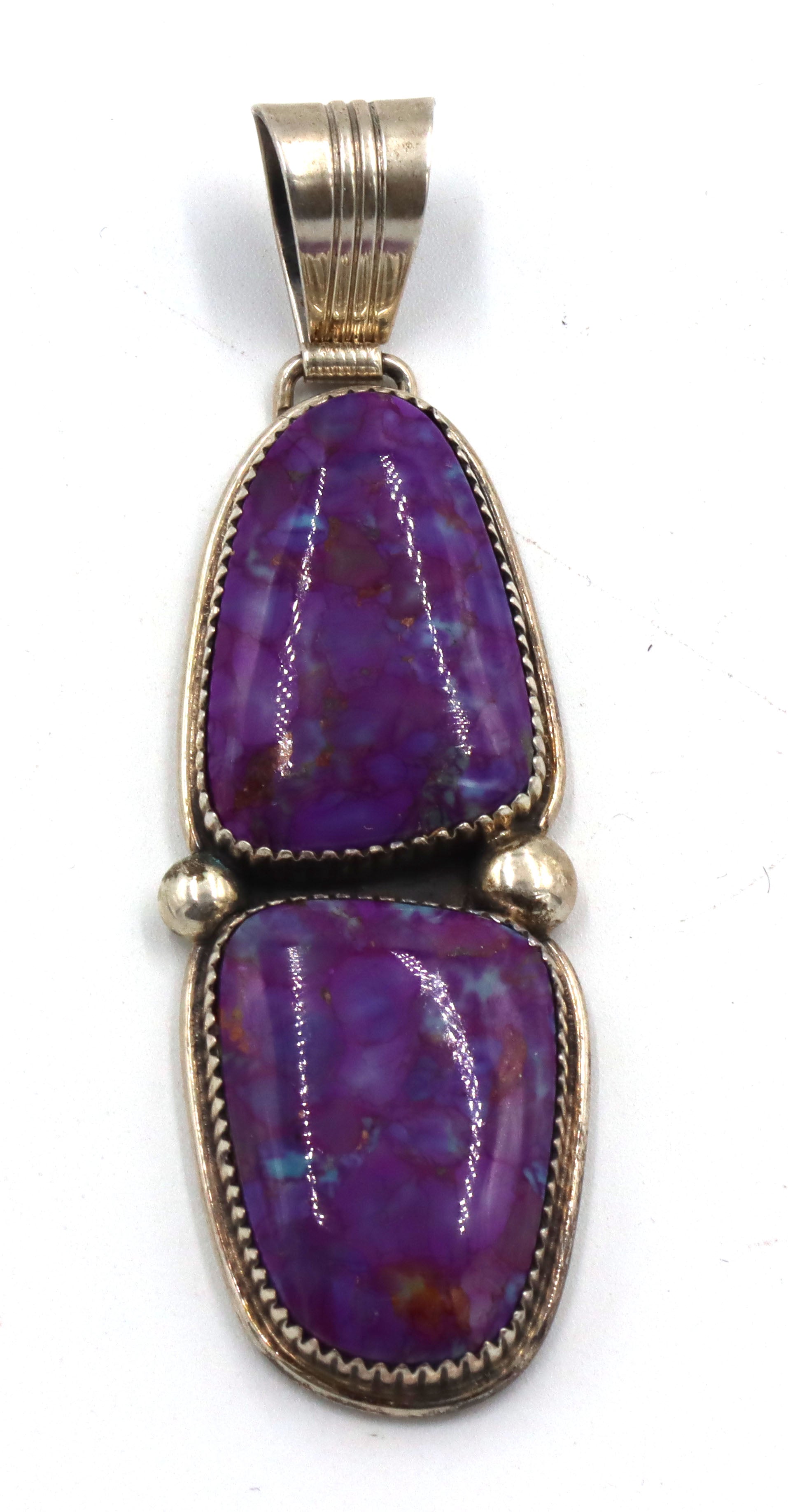 Set of 925 sterling silver signed purple stone pendant and ring