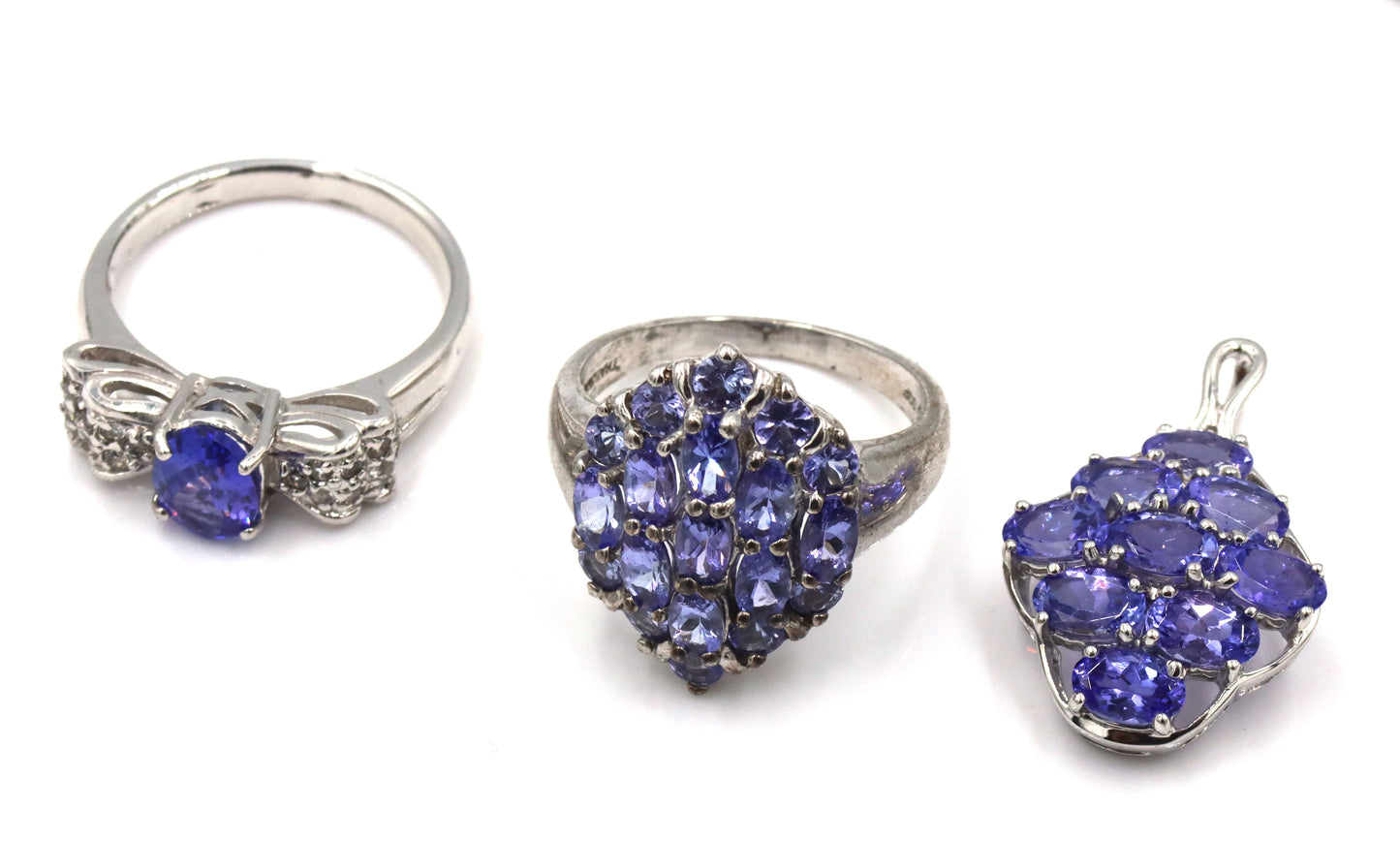 Set of 925 Sterling silver necklace, Pendant and 2 rings