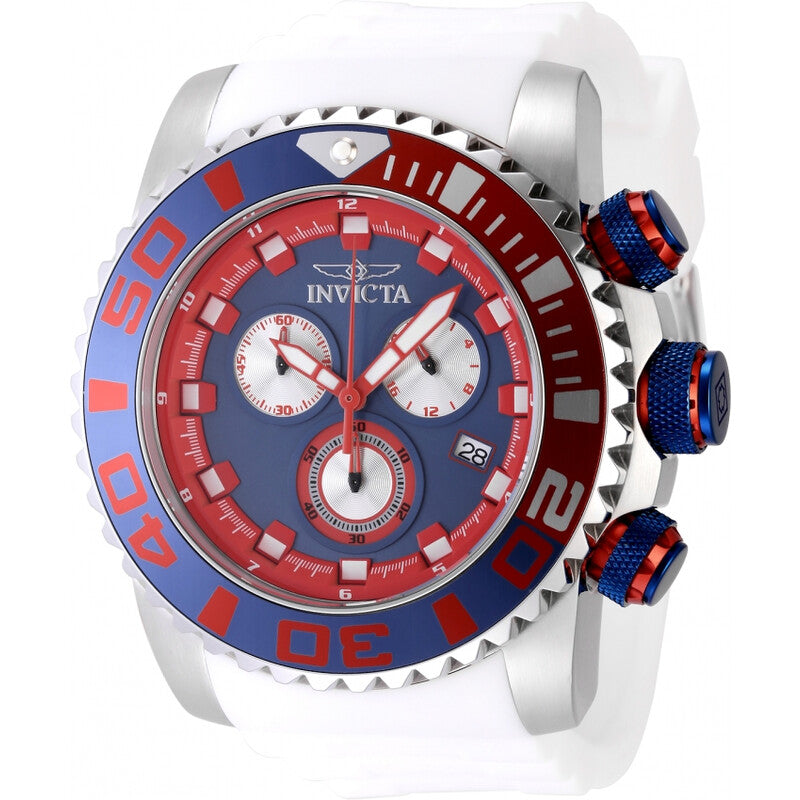 Invicta Sea Hunter Chronograph GMT Blue Dial White Silicone Strap Men’s Watch