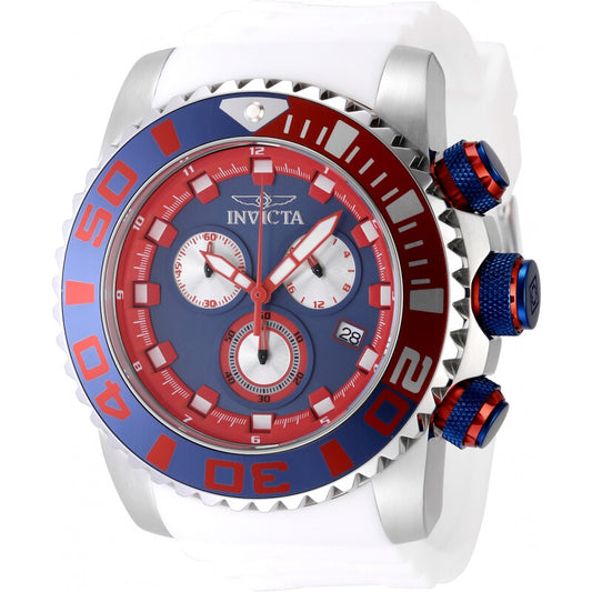 Invicta Sea Hunter Chronograph GMT Blue Dial White Silicone Strap Men’s Watch