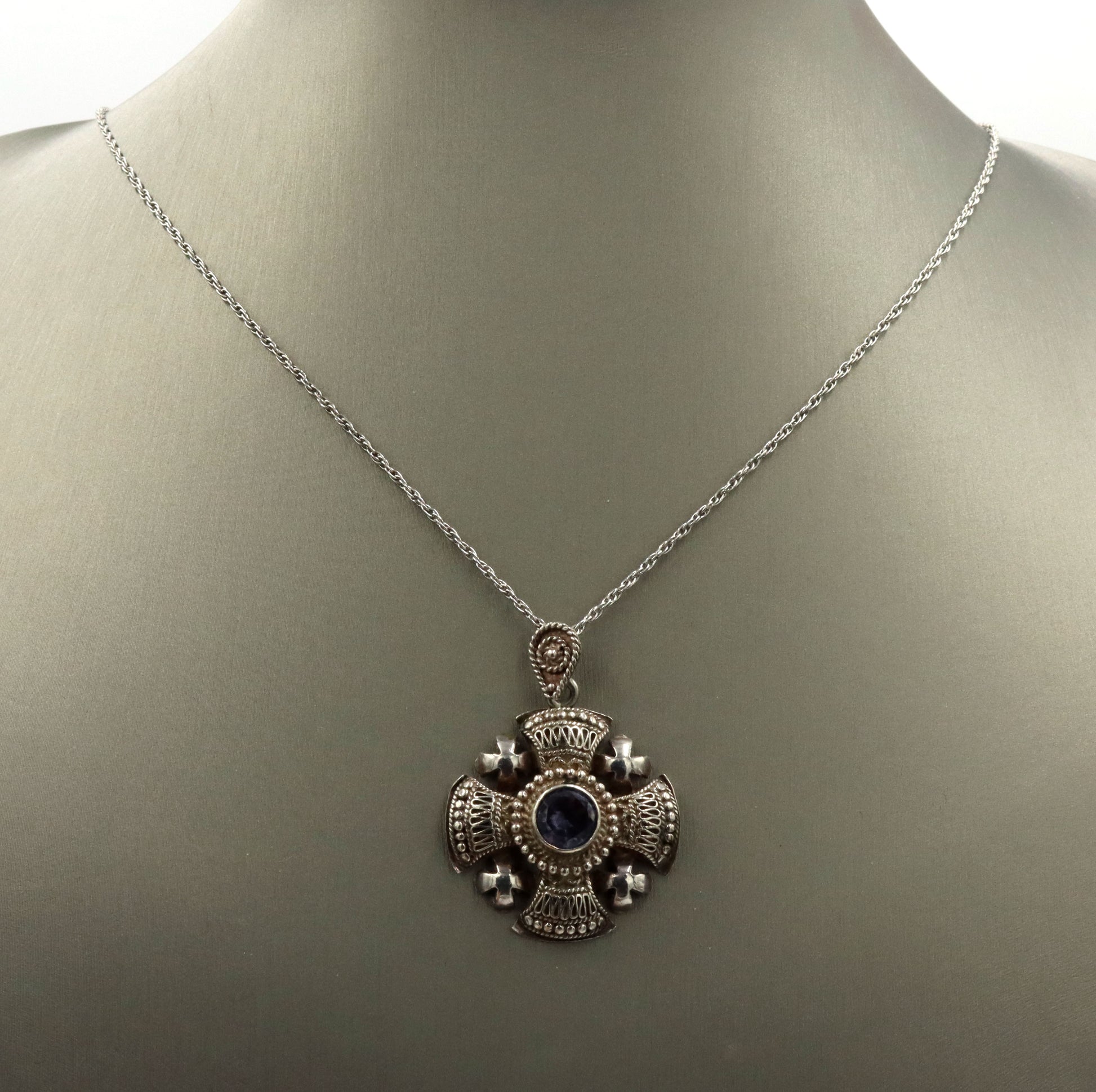 925 Sterling silver signed Jerusalem Jordan pendant on chain