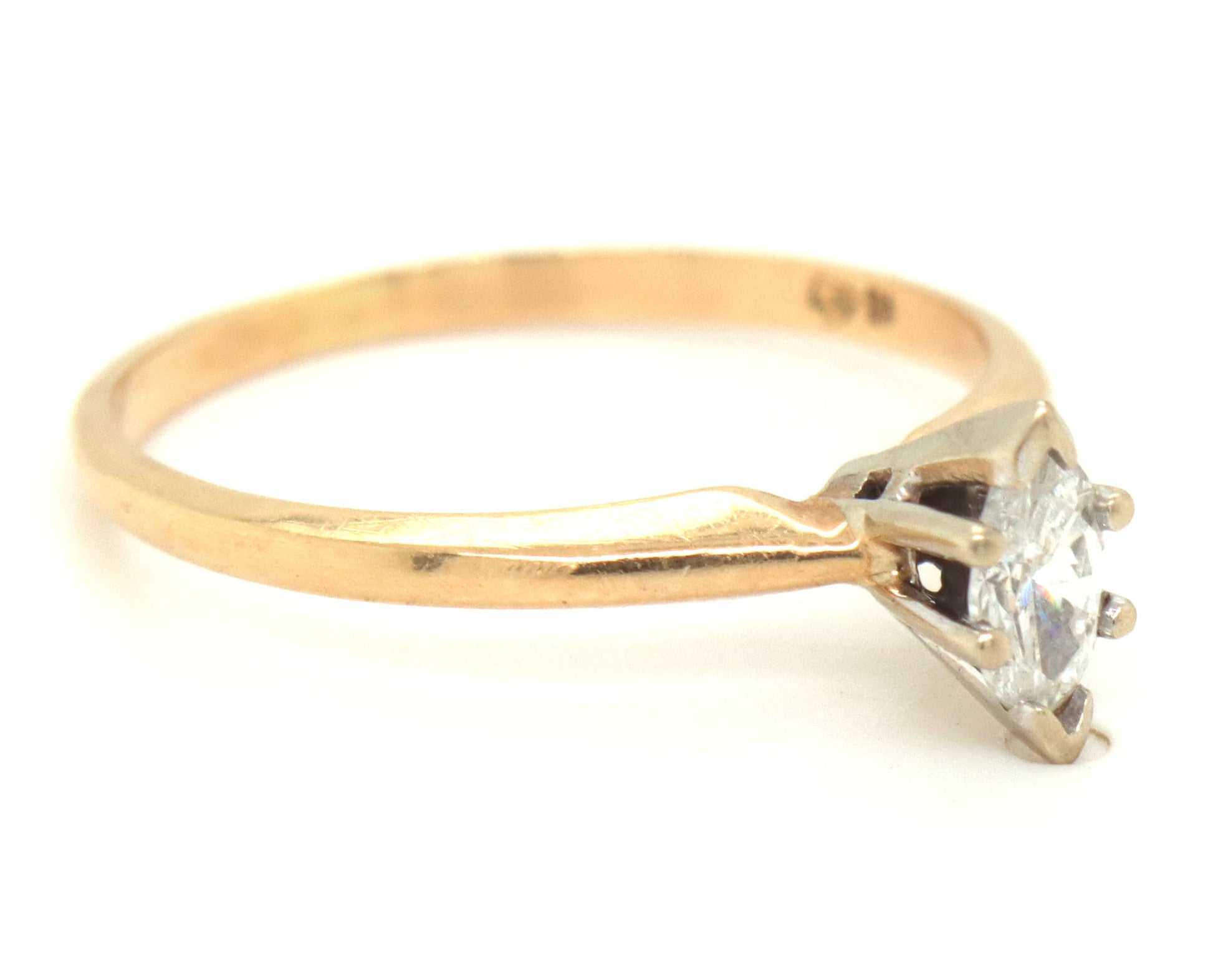14kt Yellow gold marquise diamond engagement ring