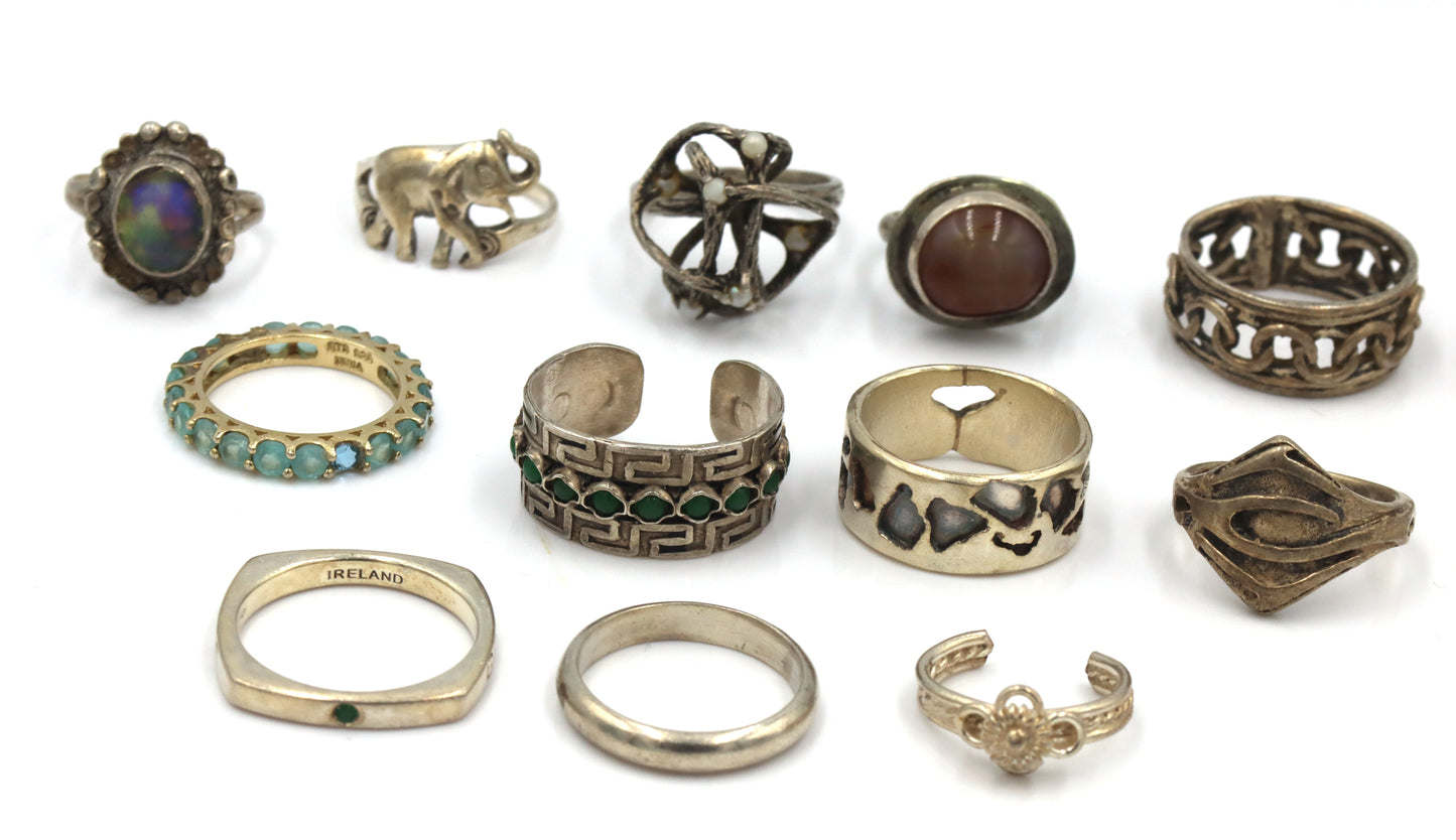 Group lot of Vintage 925 sterling silver rings