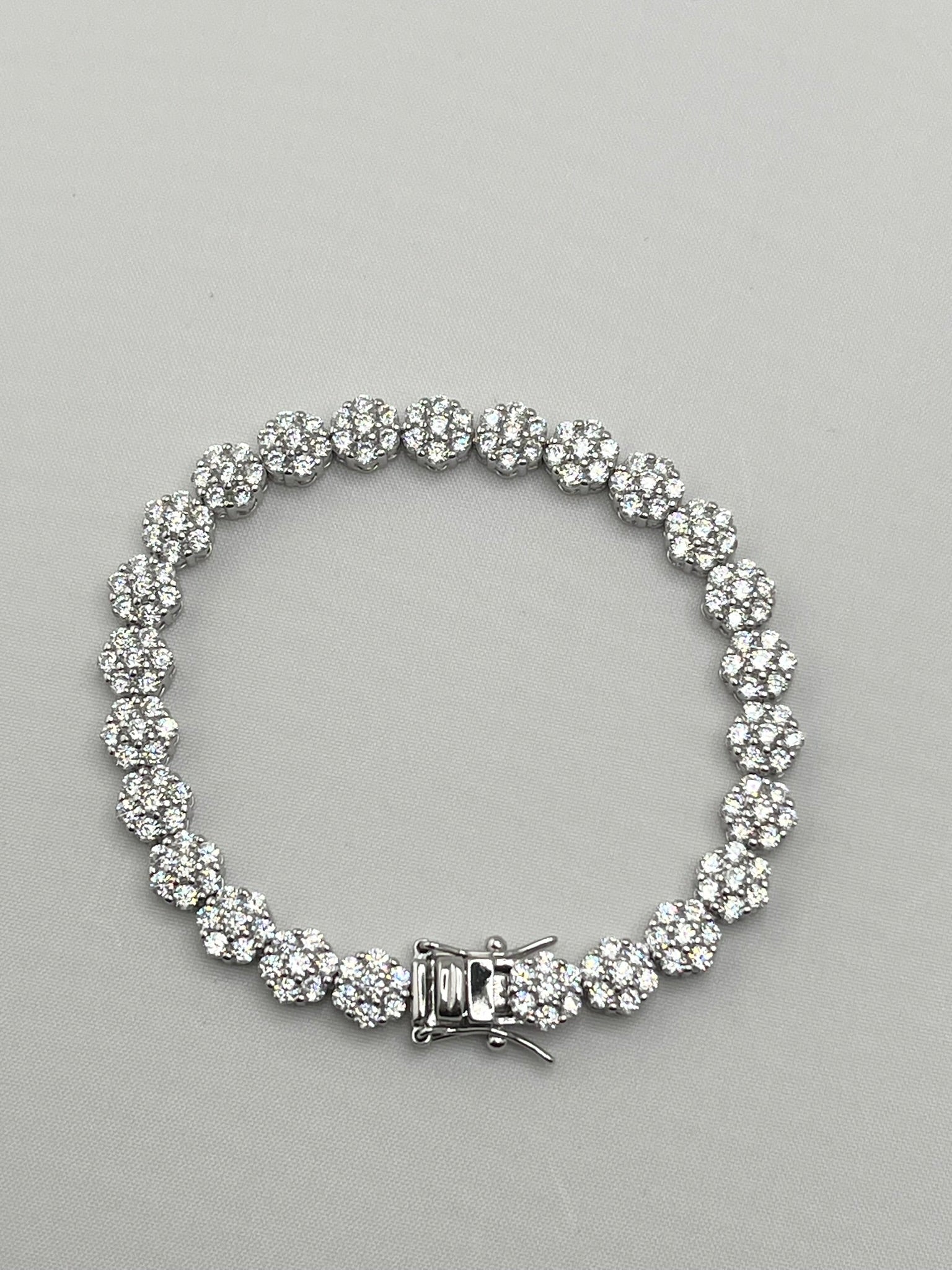 925 Sterling CZ Cluster Eternity Tennis Bracelet