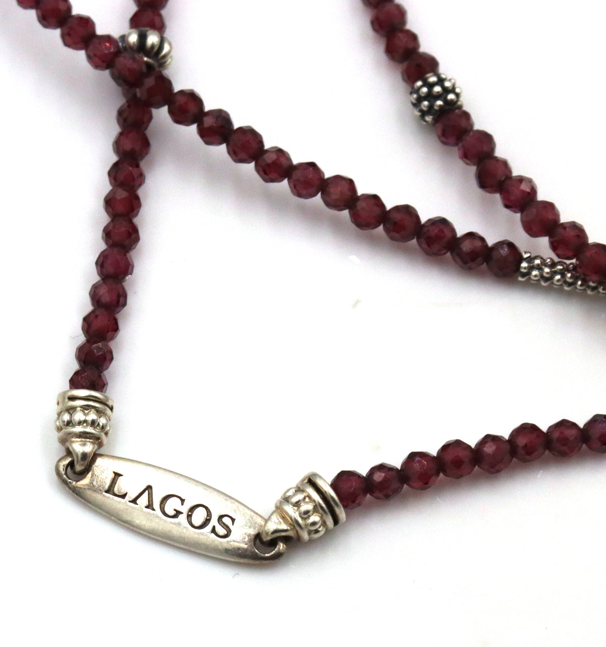 Lagos Garnet necklace in 925 sterling silver