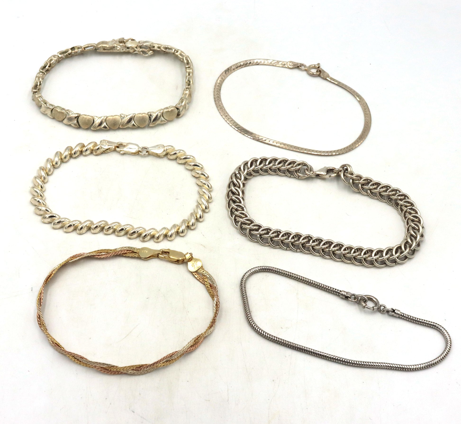 Group lot of 6 Vintage 925 sterling silver bracelets