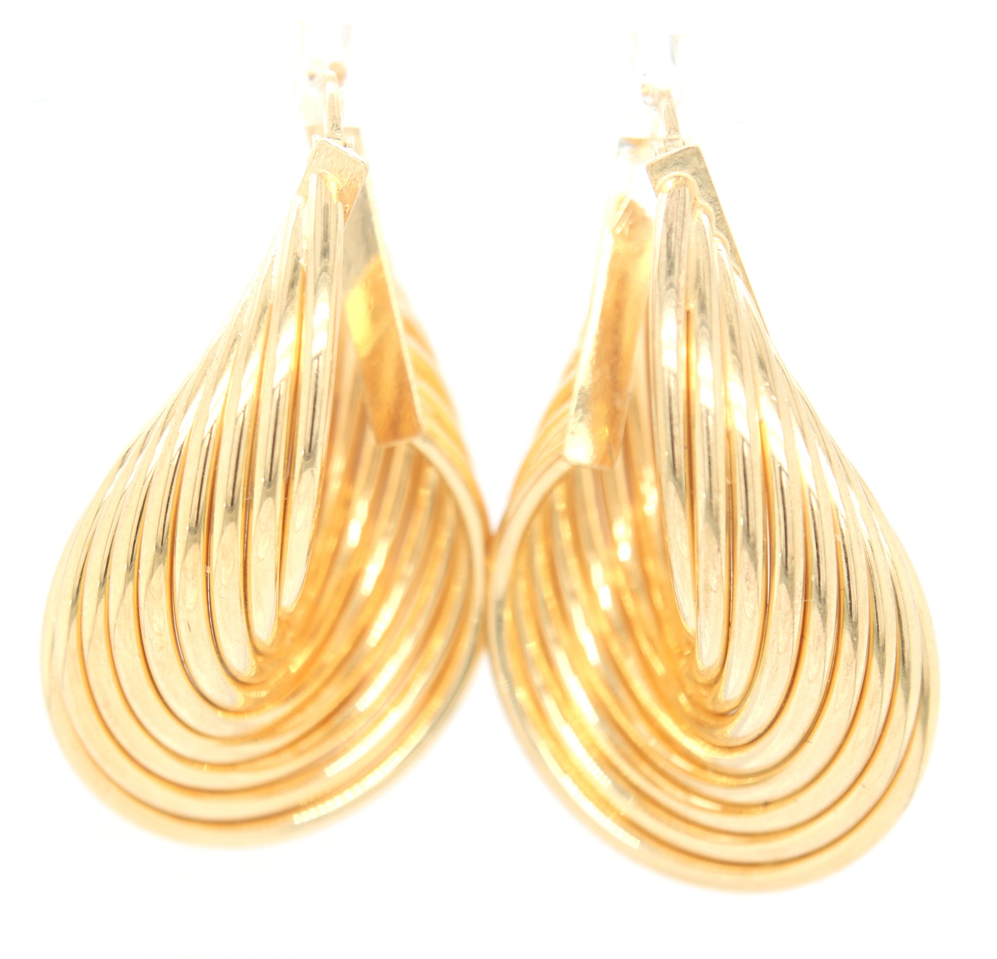 14kt Yellow gold multi row twisted earrings