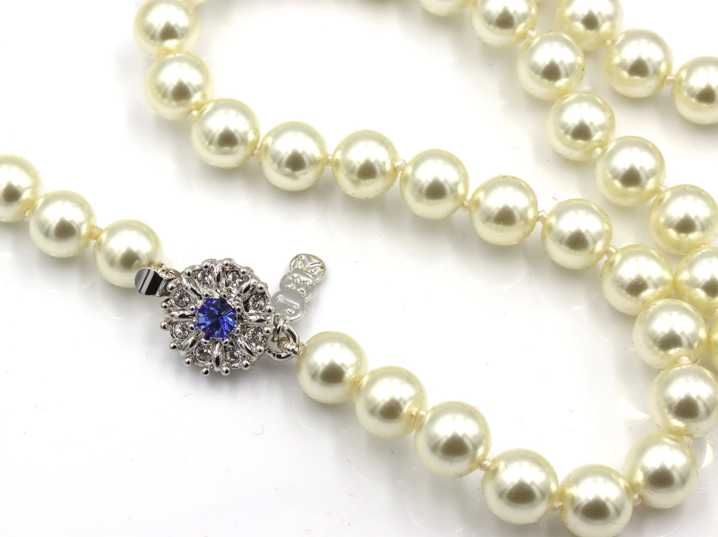 Camrose & Kross JBK faux pearl and blue Swarovski crystal necklace and matching bracelet