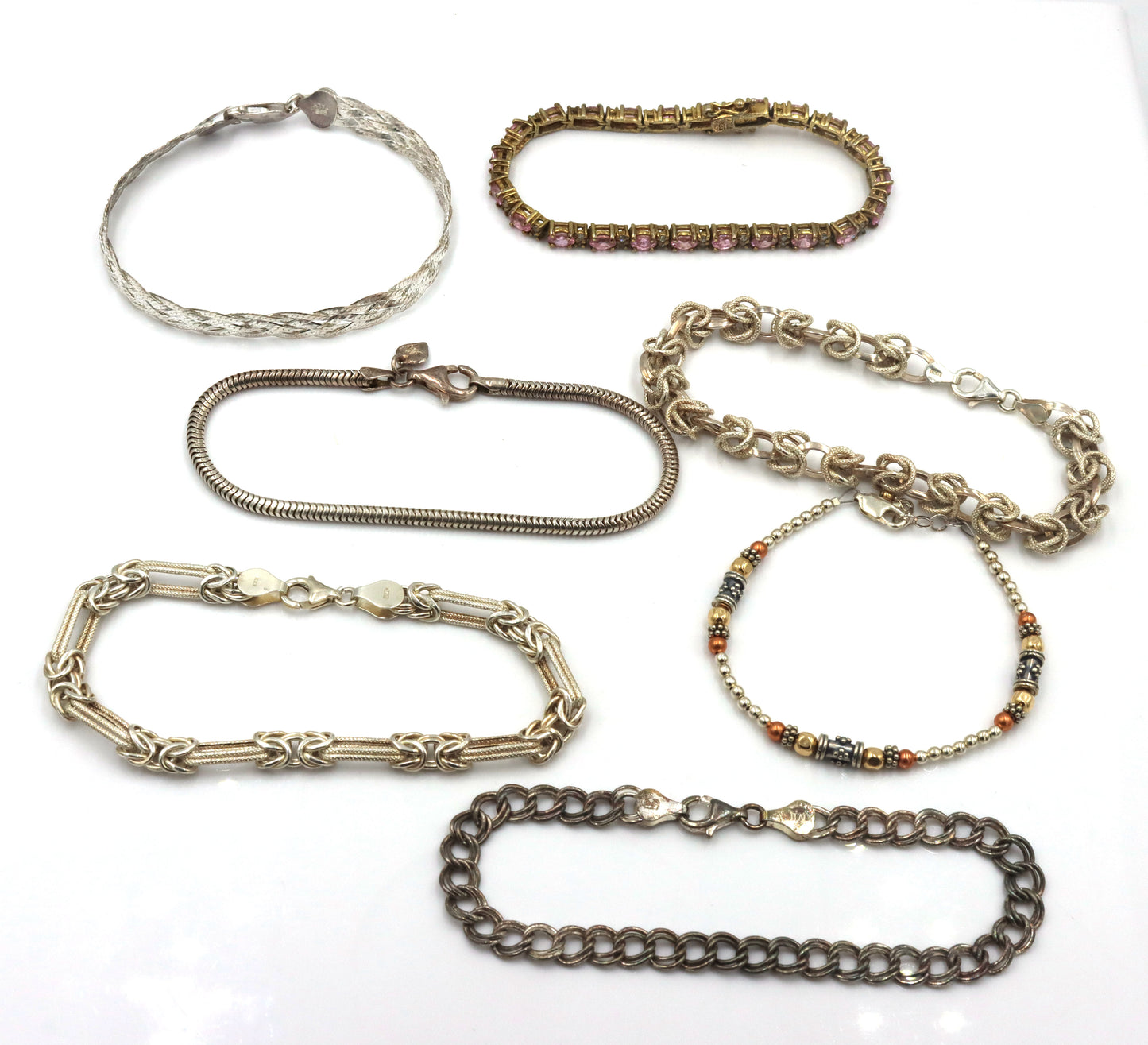 Group lot of 7 Vintage 925 sterling silver bracelets