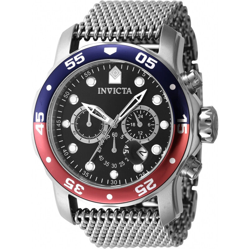 Invicta Pro Diver Chronograph GMT Black Dial Pepsi Bezel Men's Watch