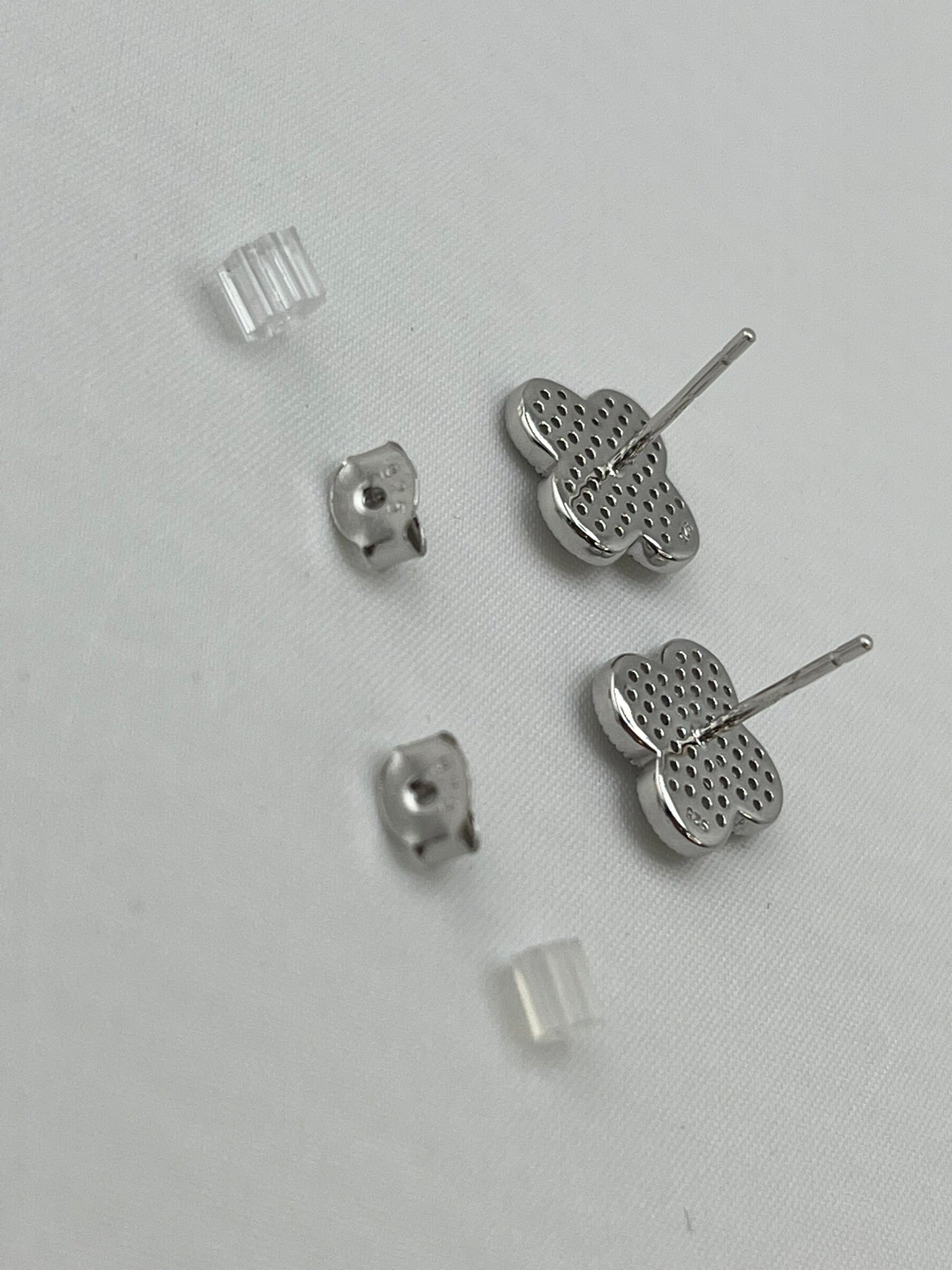 925 Sterling Silver Crystal Clover Stud Earrings