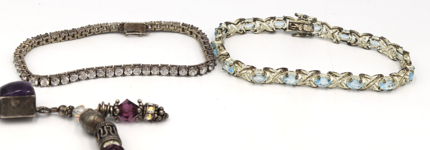 Group lot of 8 Vintage 925 sterling silver bracelets