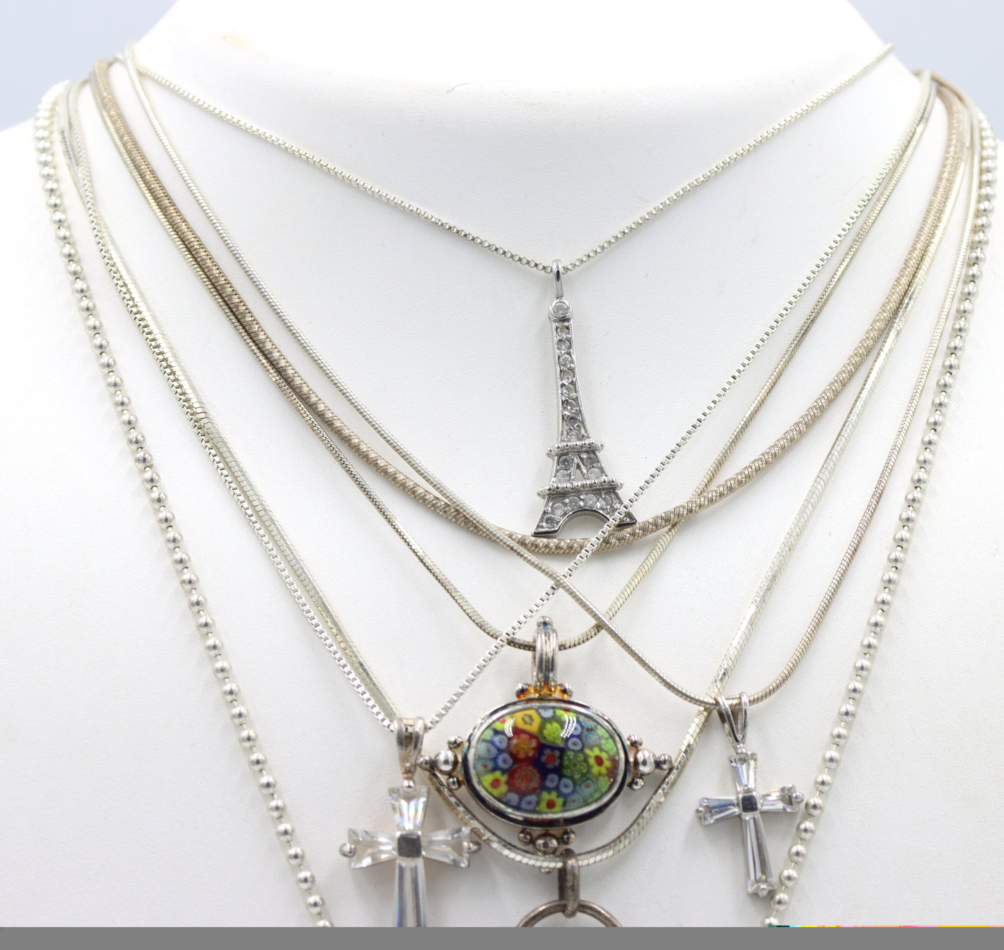 Group lot of 7 Vintage 925 sterling silver necklaces