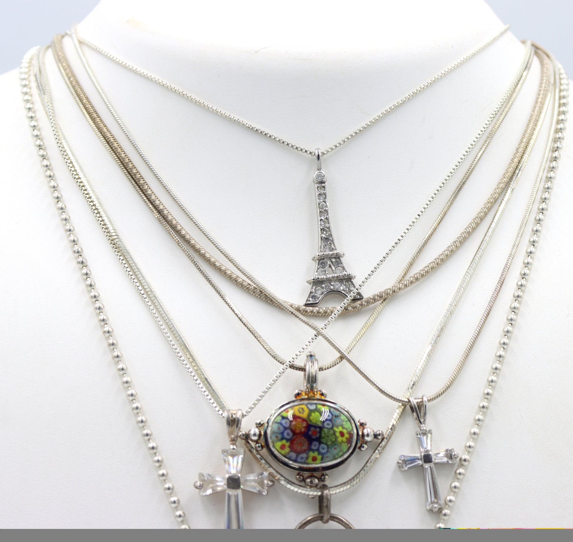 Group lot of 7 Vintage 925 sterling silver necklaces