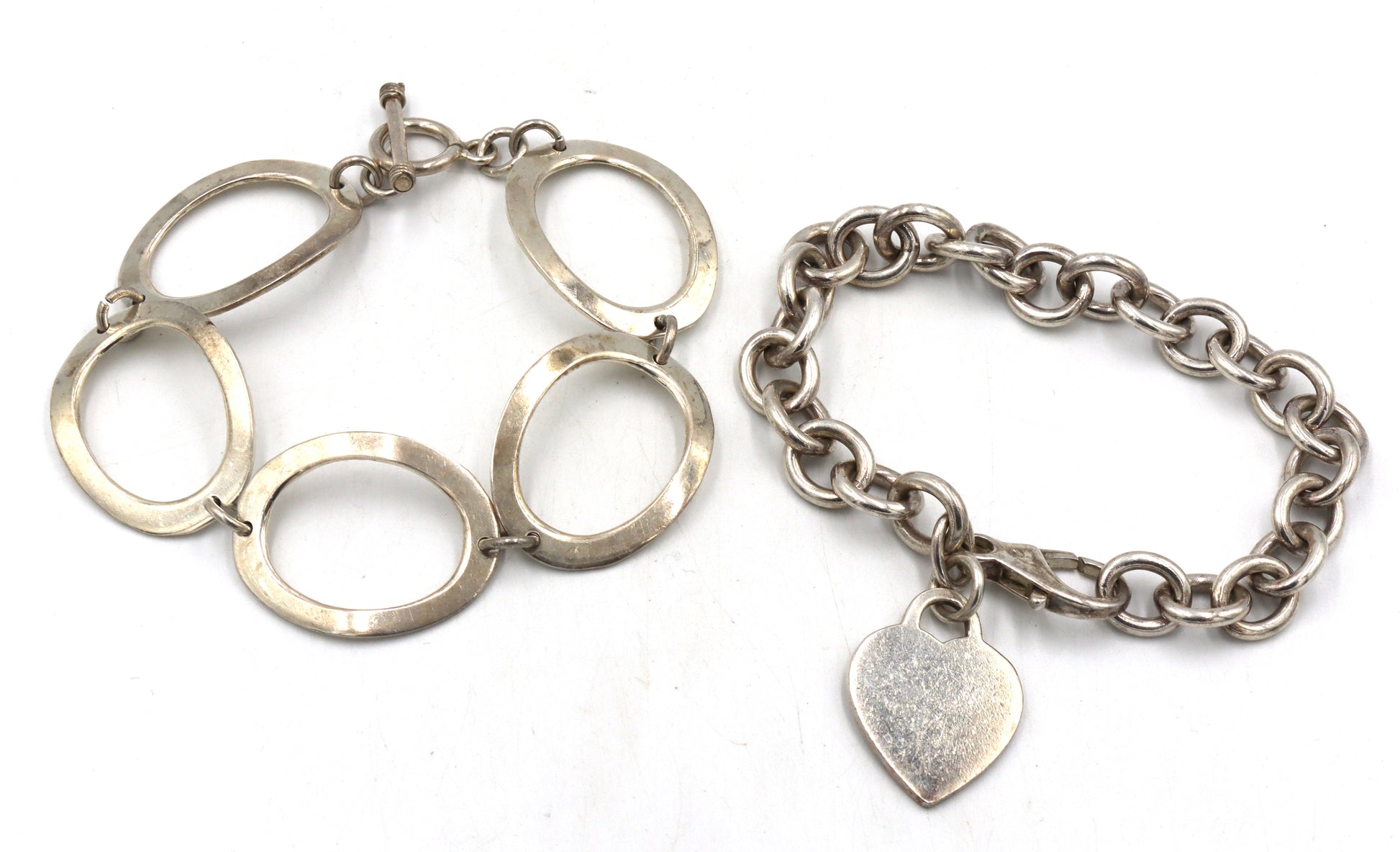Group lot of 2 vintage 925 sterling silver bracelets