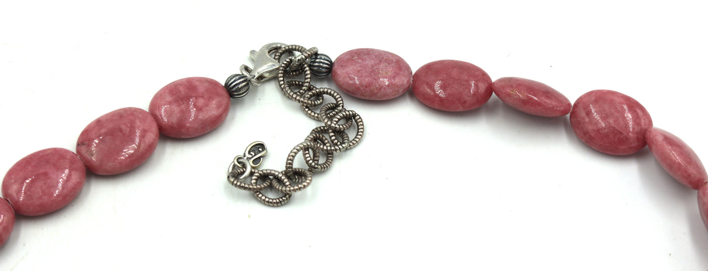 Set of Carolyn Pollack southwest sterling silver pink Rhodonite pendant necklace with matching brace