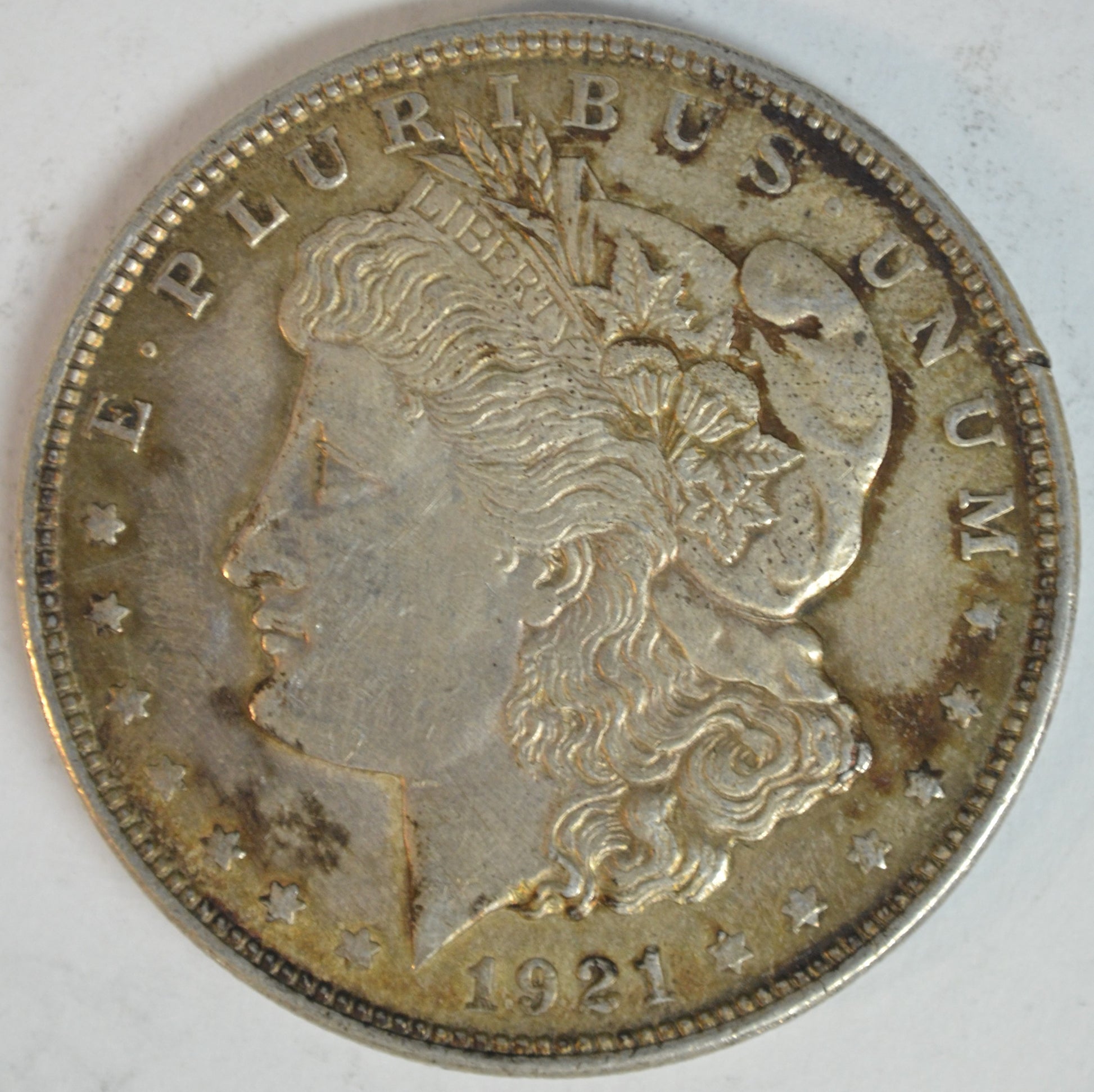 1921 Morgan Silver Dollar Brilliant Uncirculated Details, Attractive Peripheral Toning