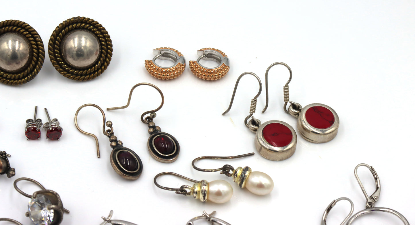 Group lot of vintage 925 sterling silver earrings
