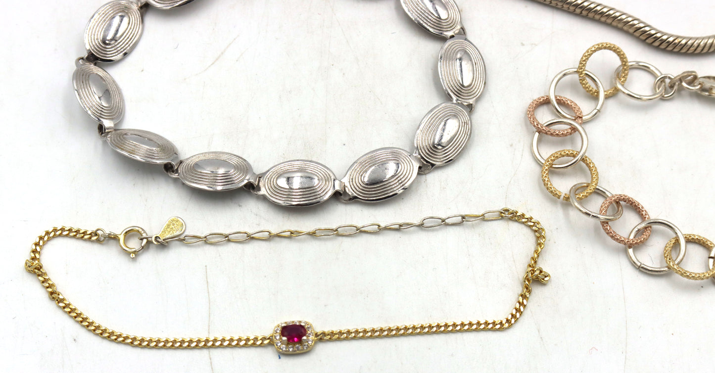 Group lot of vintage sterling silver 9 bracelets