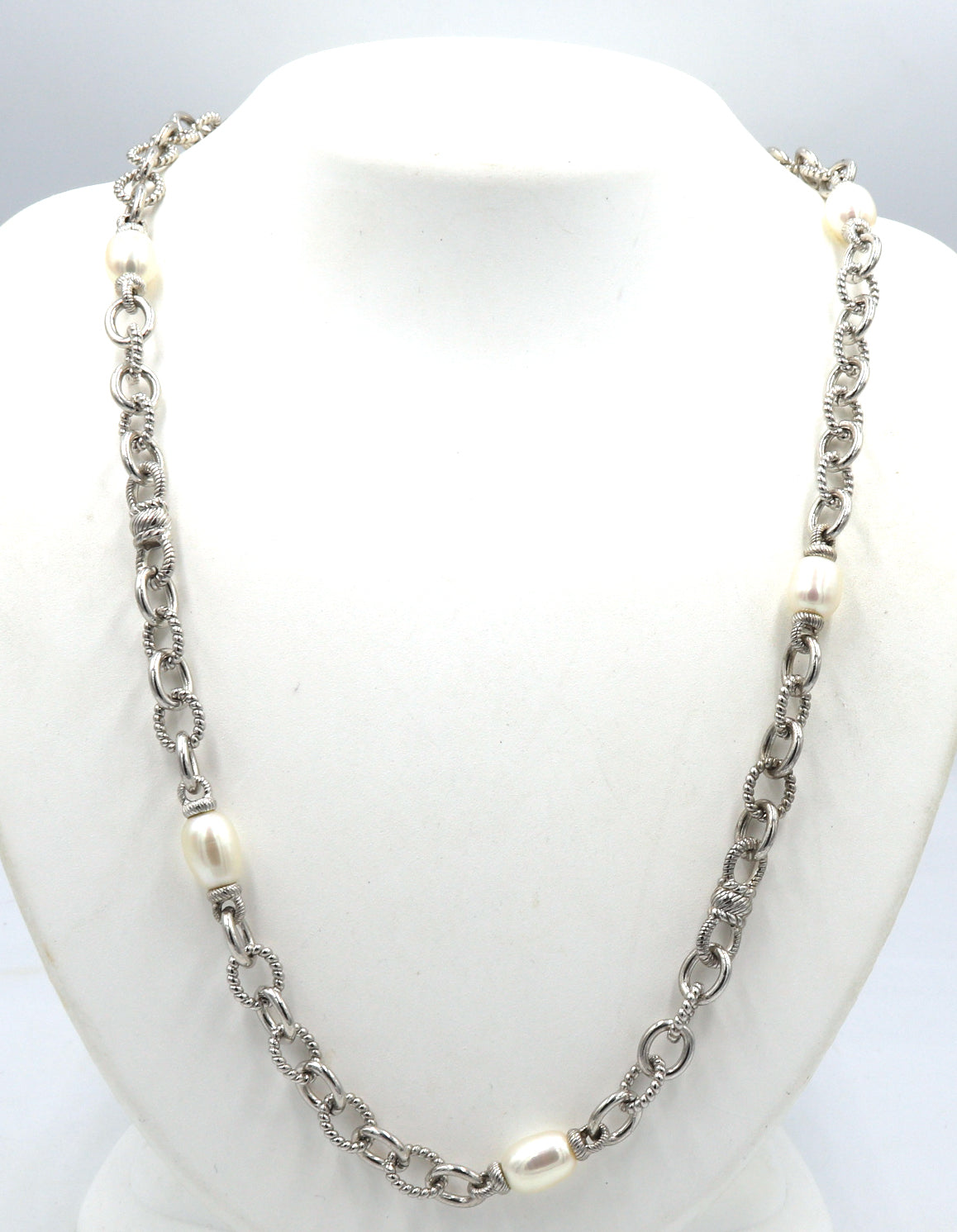 Judith Ripka pearl link necklace in 925 sterling silver