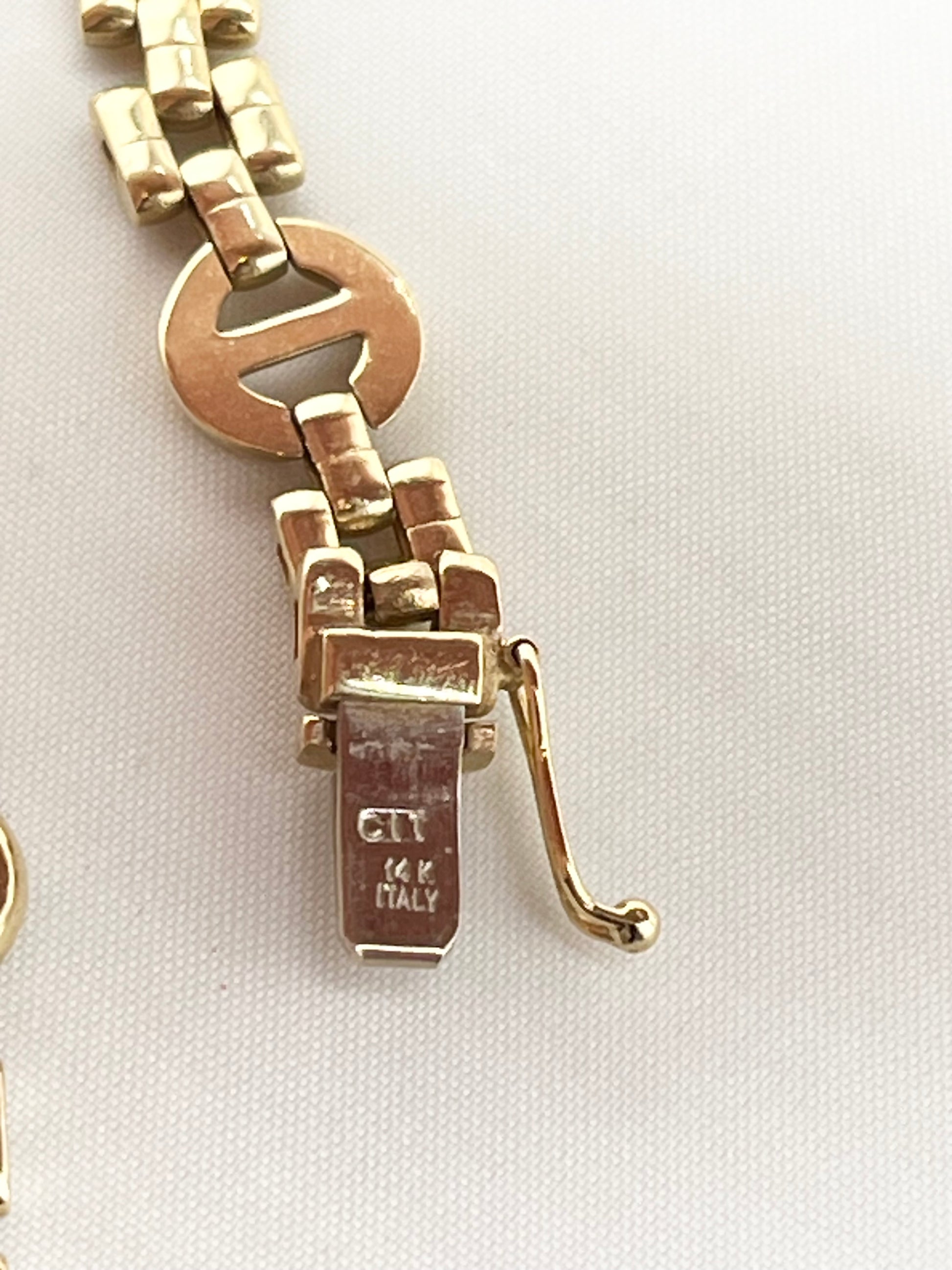 Italian 14KT Yellopw Gold Solid Panter Chain With H Shape Connector Links Chain