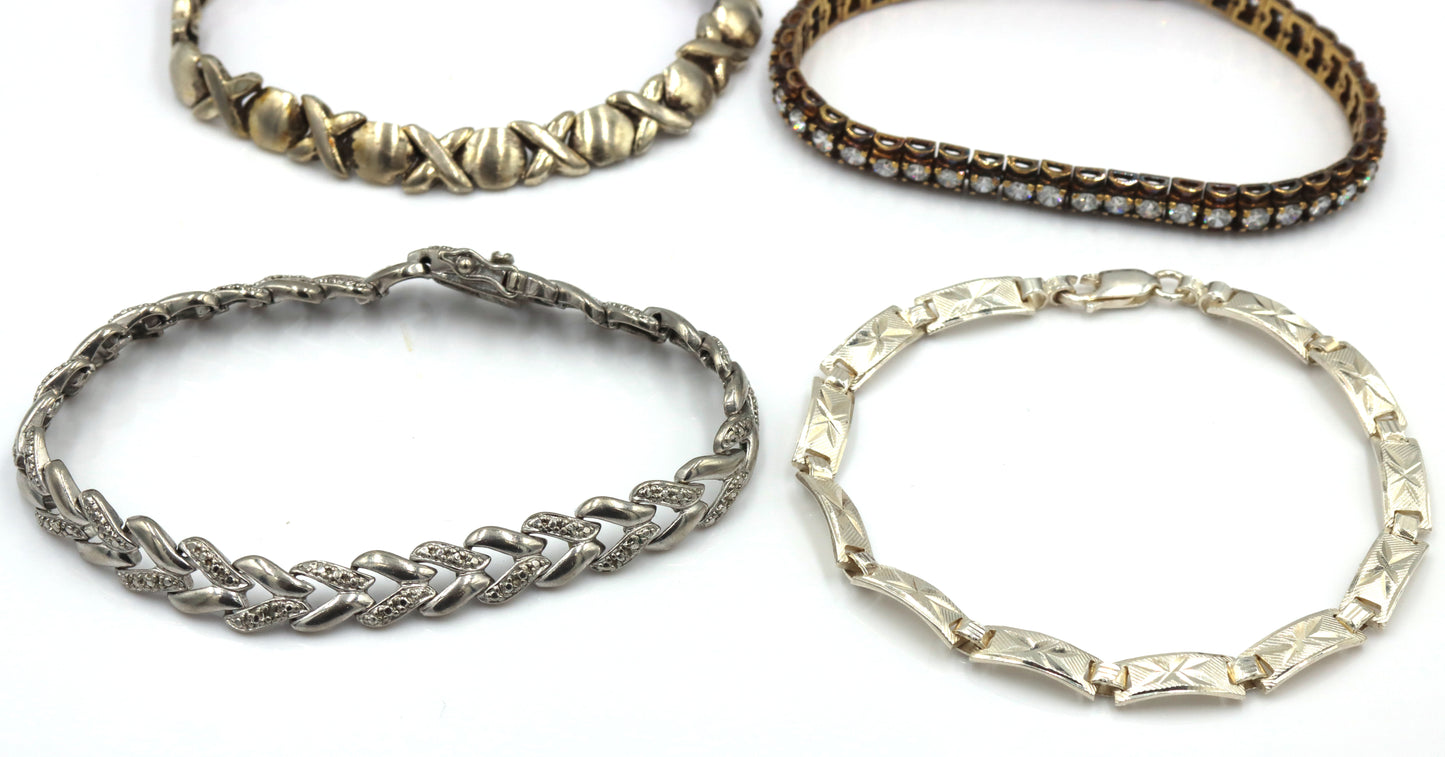 Group of 4 vintage 925 sterling silver bracelets