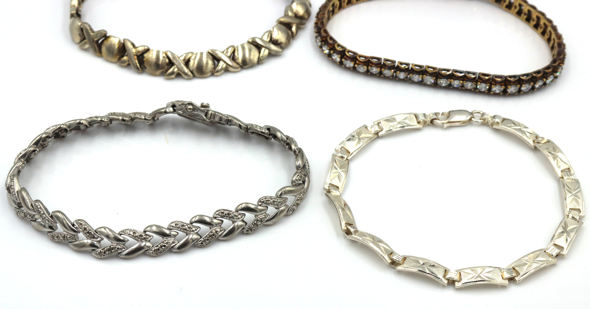 Group of 4 vintage 925 sterling silver bracelets