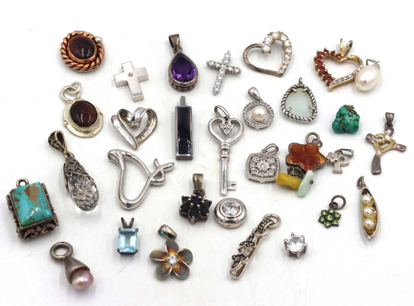 Group lot of vintage 925 sterling silver pendants