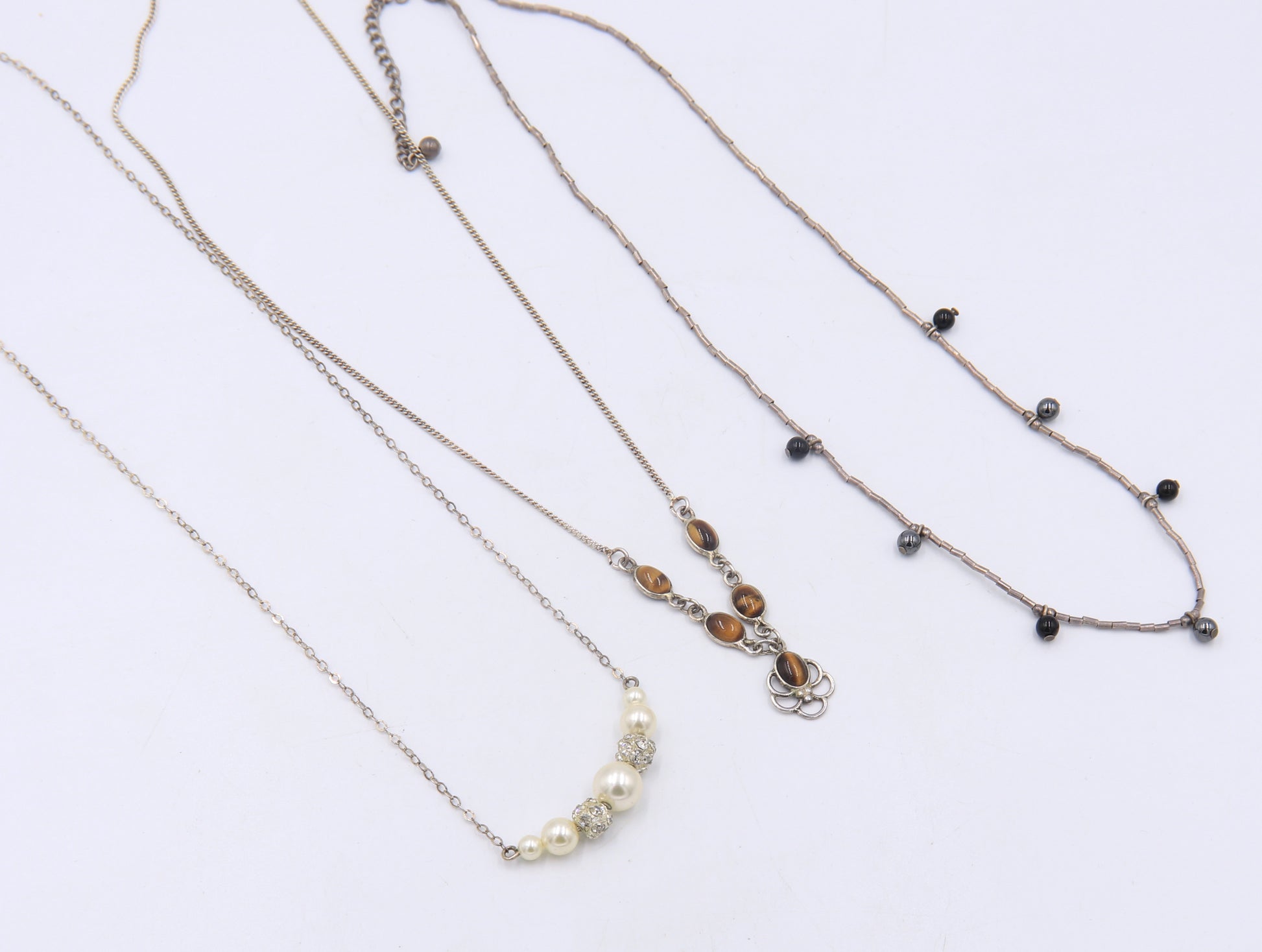 Group Lot of 3 Vintage 925 Sterling Silver Necklaces