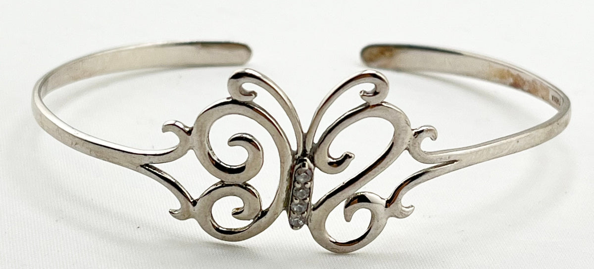 925 Sterling Silver Butterfly Cuff Bracelet