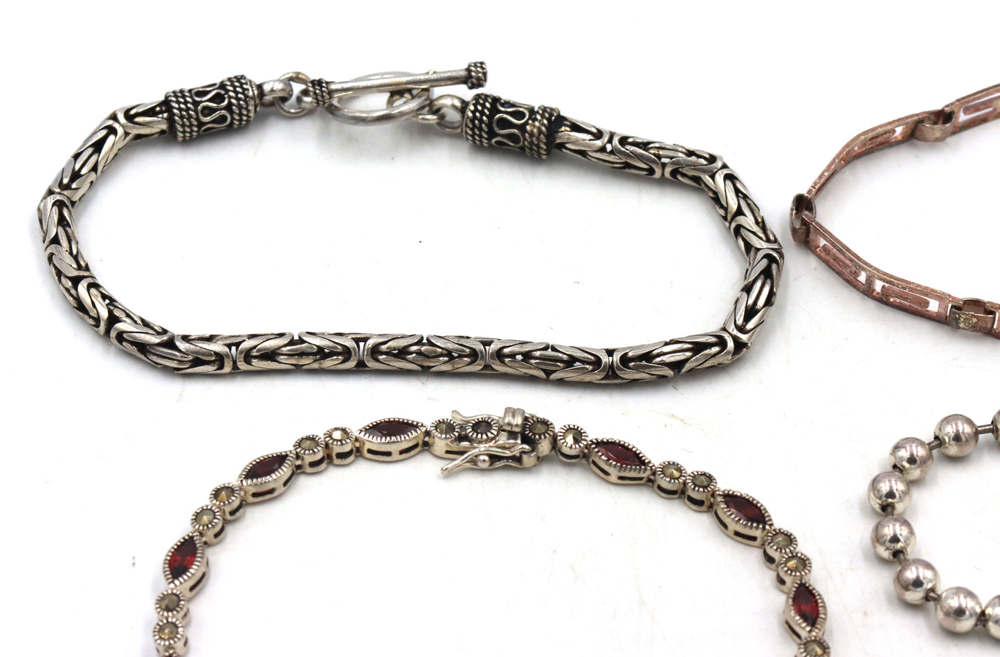 Group lot of 4 vintage 925 sterling silver bracelets