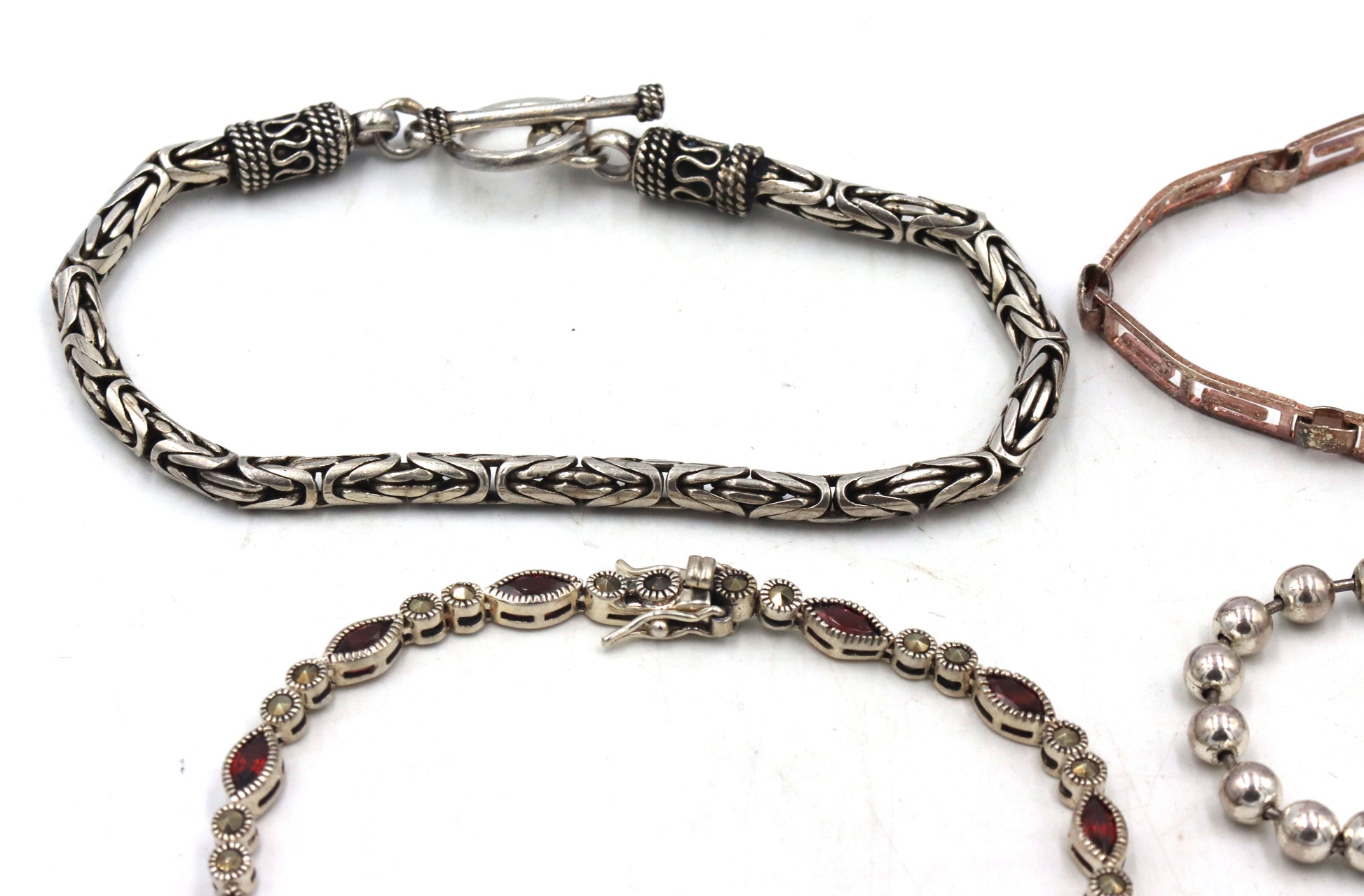 Group lot of 4 vintage 925 sterling silver bracelets