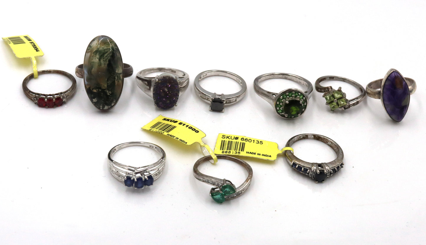 Group lot of Vintage 925 sterling silver rings