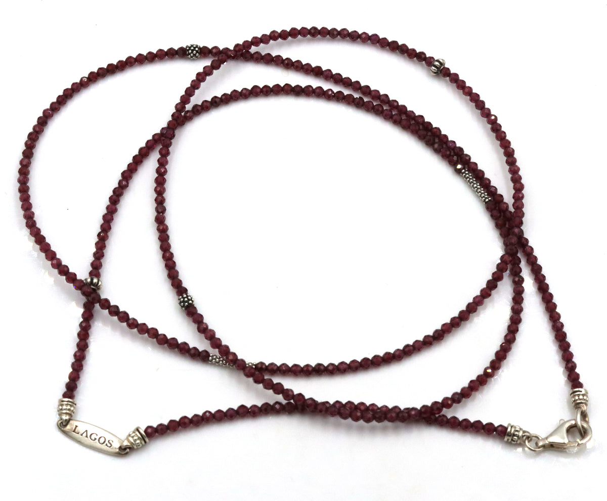 Lagos Garnet necklace in 925 sterling silver