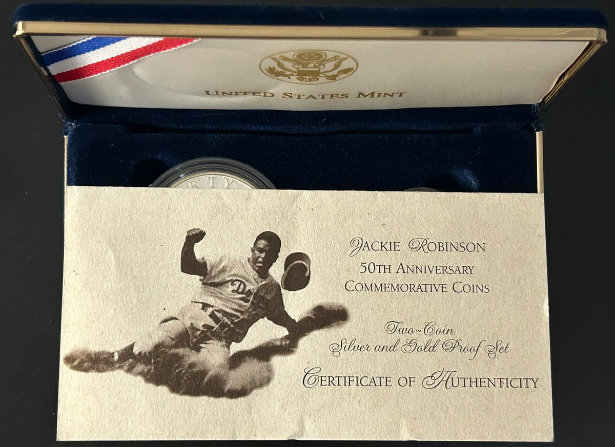 1997 United States Mint Jackie Robinson 50th Anniversary Commemorative Two Coin Proof Set