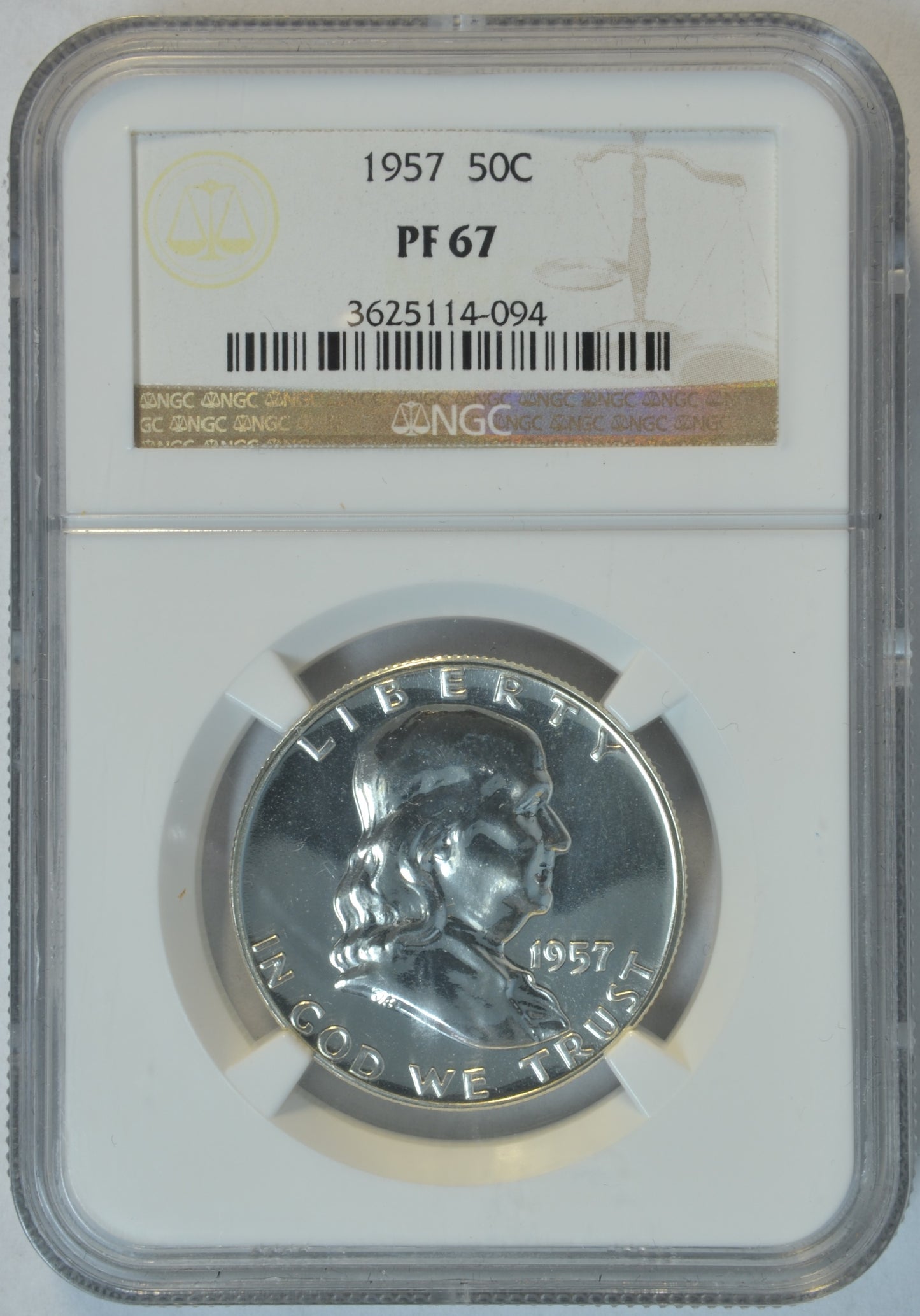 1957 Franklin Half Dollars PF67 in NGC Holder