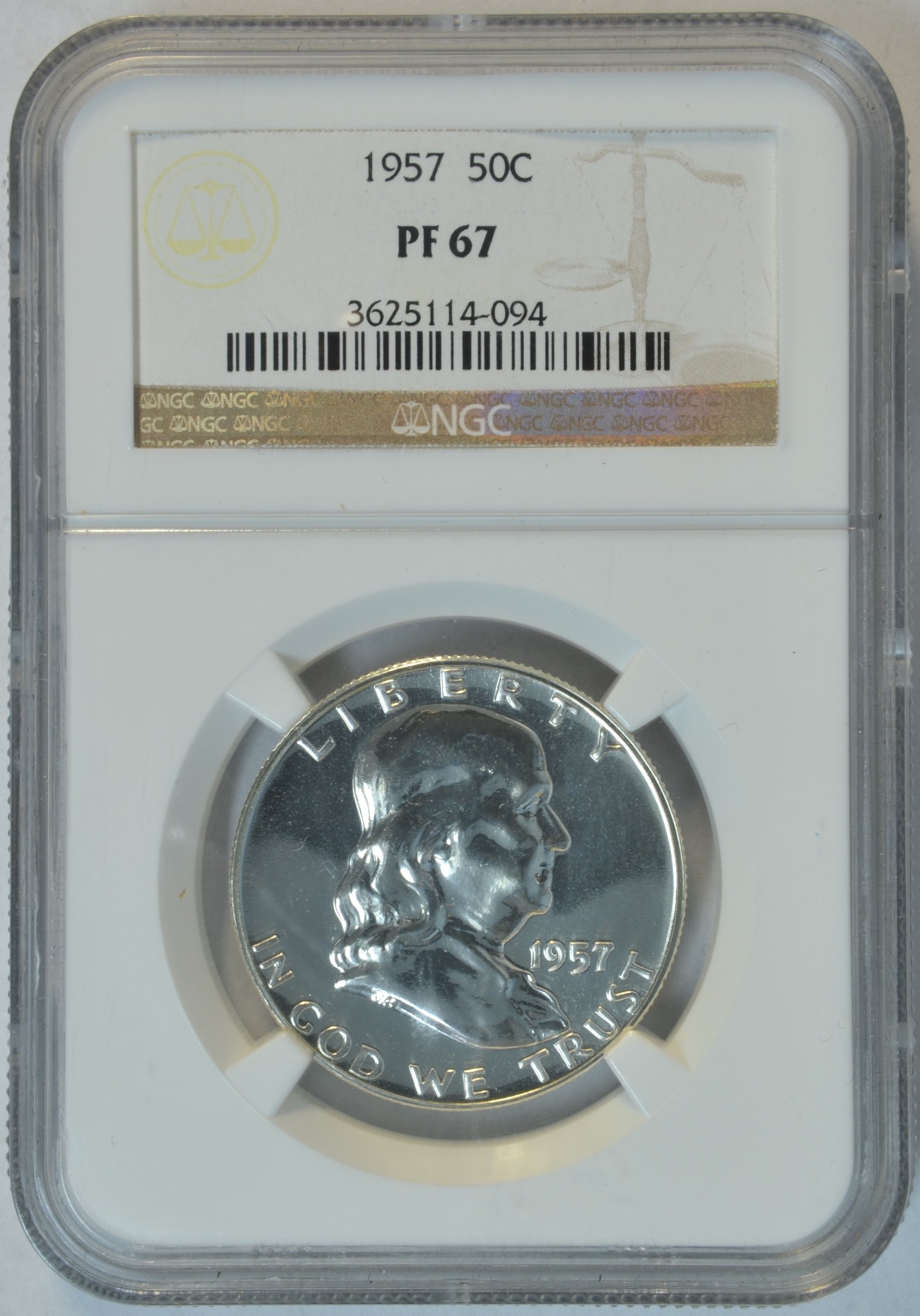 1957 Franklin Half Dollars PF67 in NGC Holder