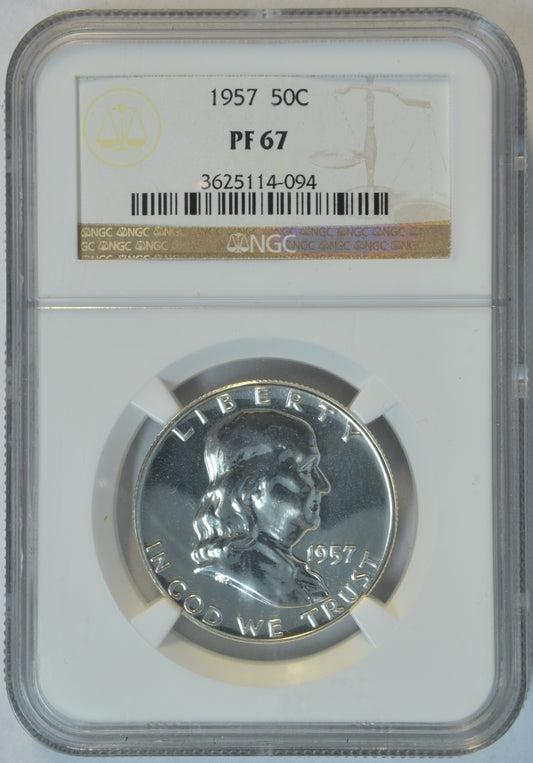 1957 Franklin Half Dollars PF67 in NGC Holder
