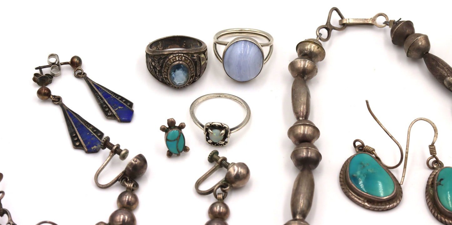 Vintage 925 sterling silver group lot of mixed jewelry