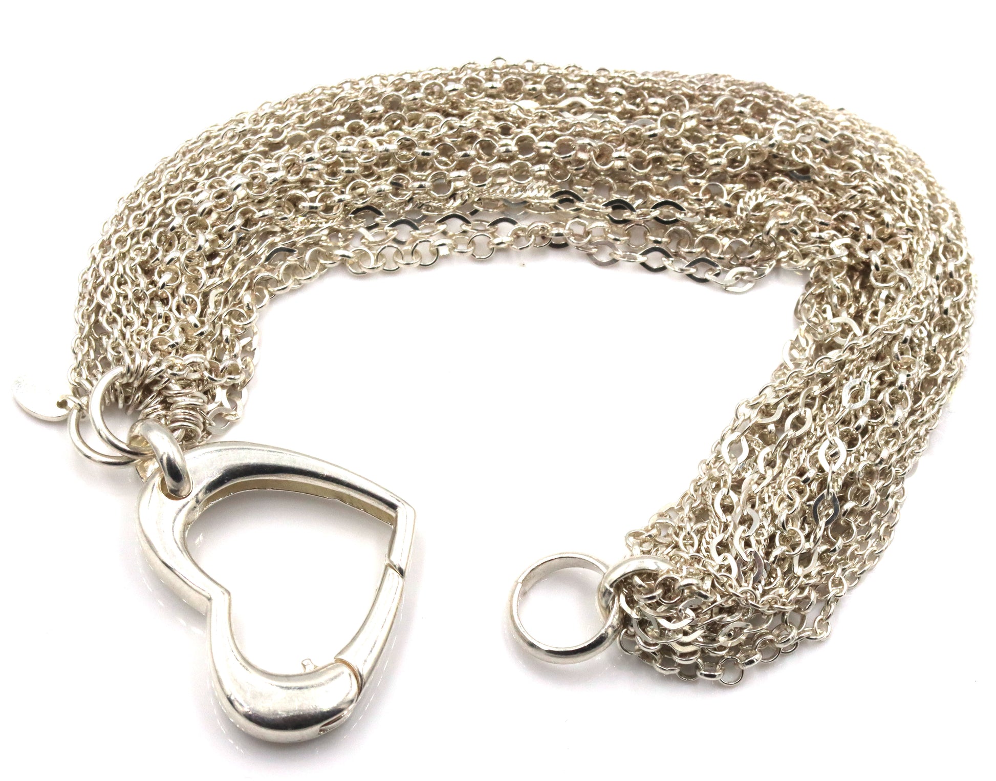 925 Sterling silver multi strand bracelet with heart shaped clasp