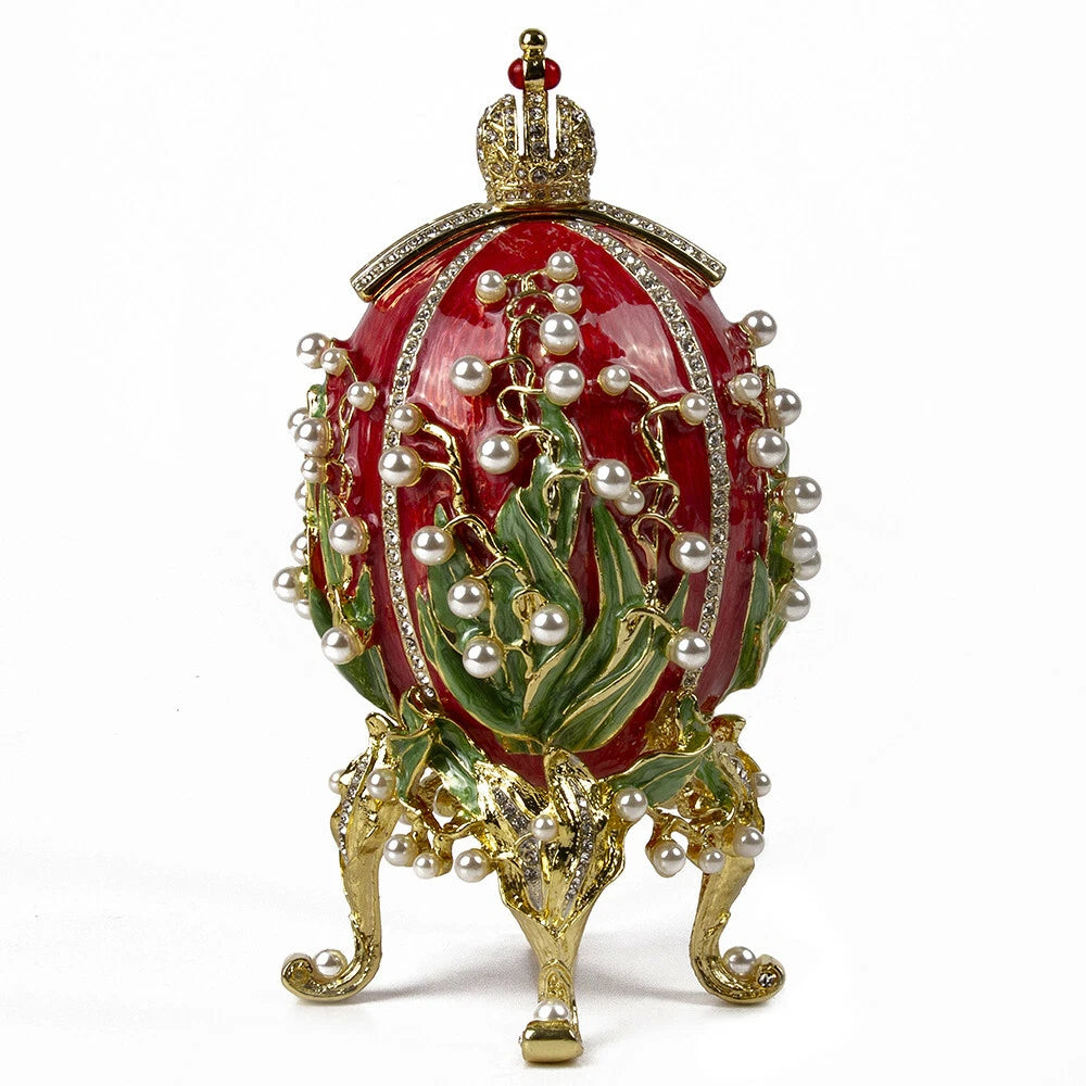 Red Lily of the Valley Fabergé Egg Replica – Perfect Easter or Collectible Gift