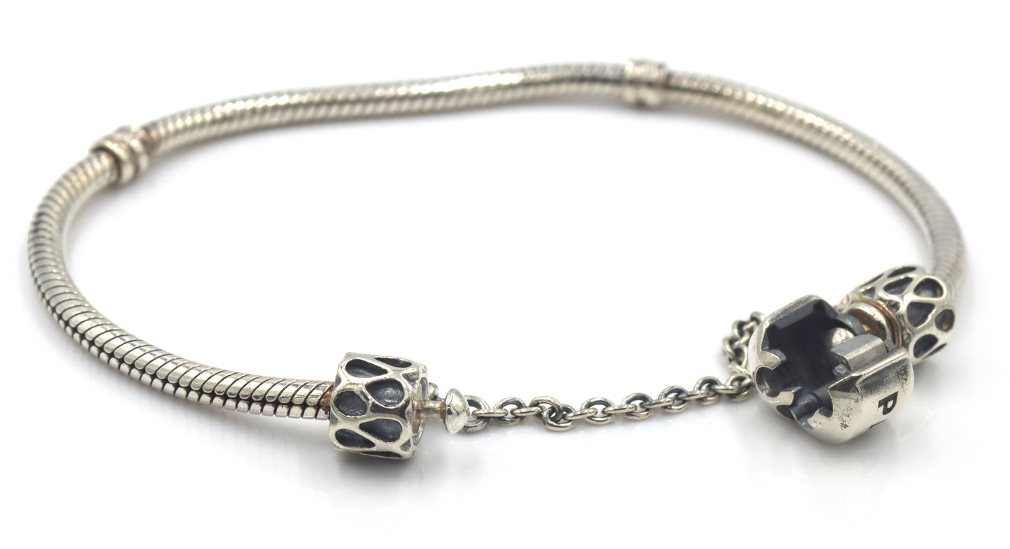 Pandora bracelet with end chain beads