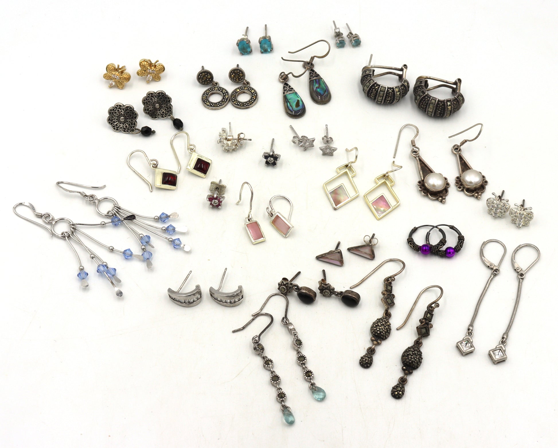 Vintage 925 sterling silver group lot of earrings