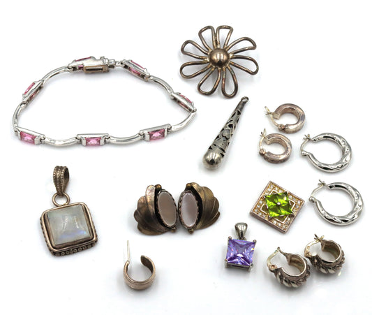 Vintage 925 sterling silver group lot of mis jewelry