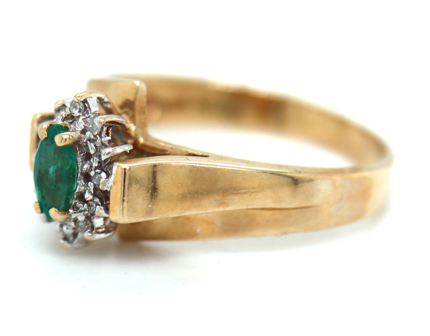 10kt Yellow gold emerald and diamond ring