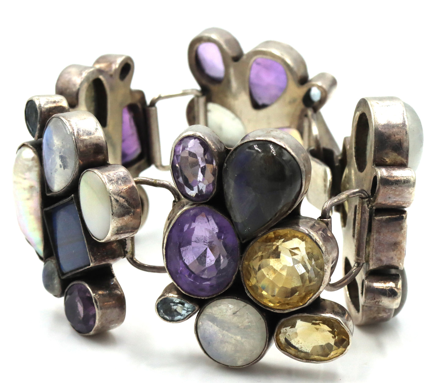 Vintage 925 sterling silver multi color crystal bracelet