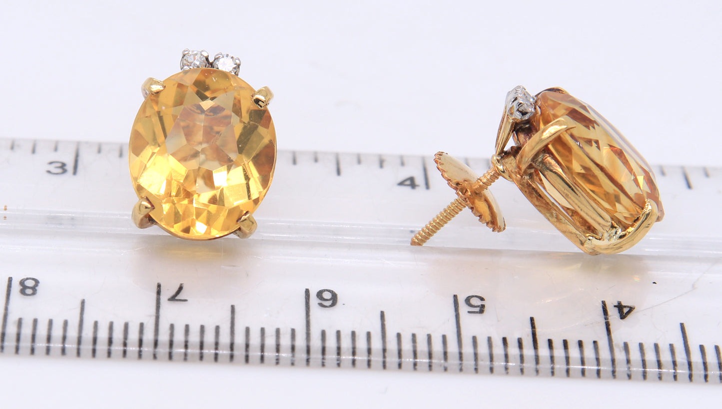 Romantic 18kt Citrine and Diamond Earrings