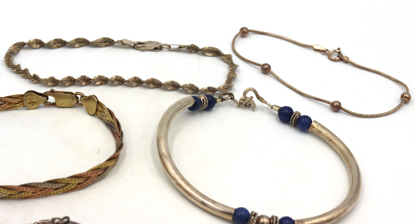 Group lot of 9 vintage 925 sterling silver bracelets