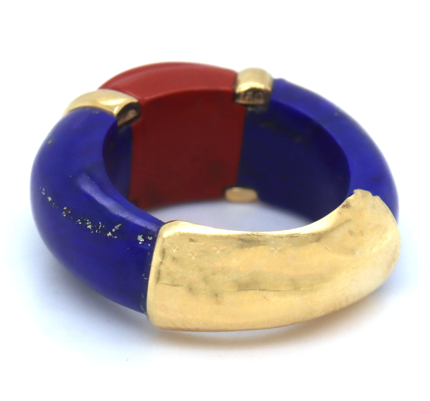 14kt Yellow gold Lapis and Coral ring