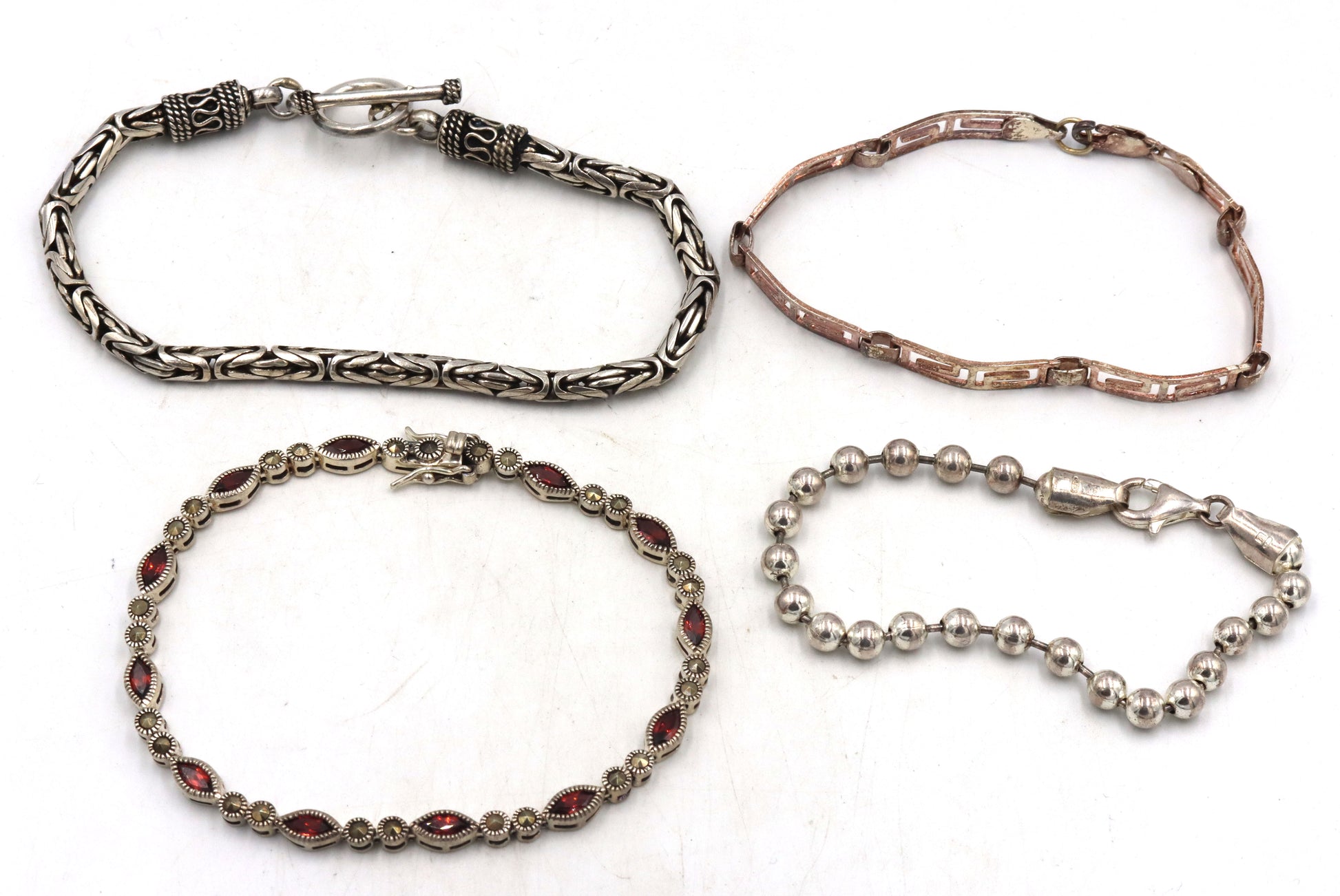 Group lot of 4 vintage 925 sterling silver bracelets